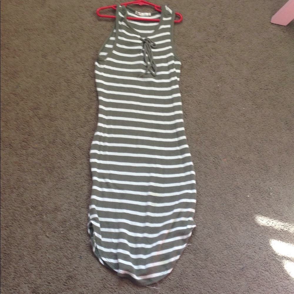 Green and white stretchy dress
